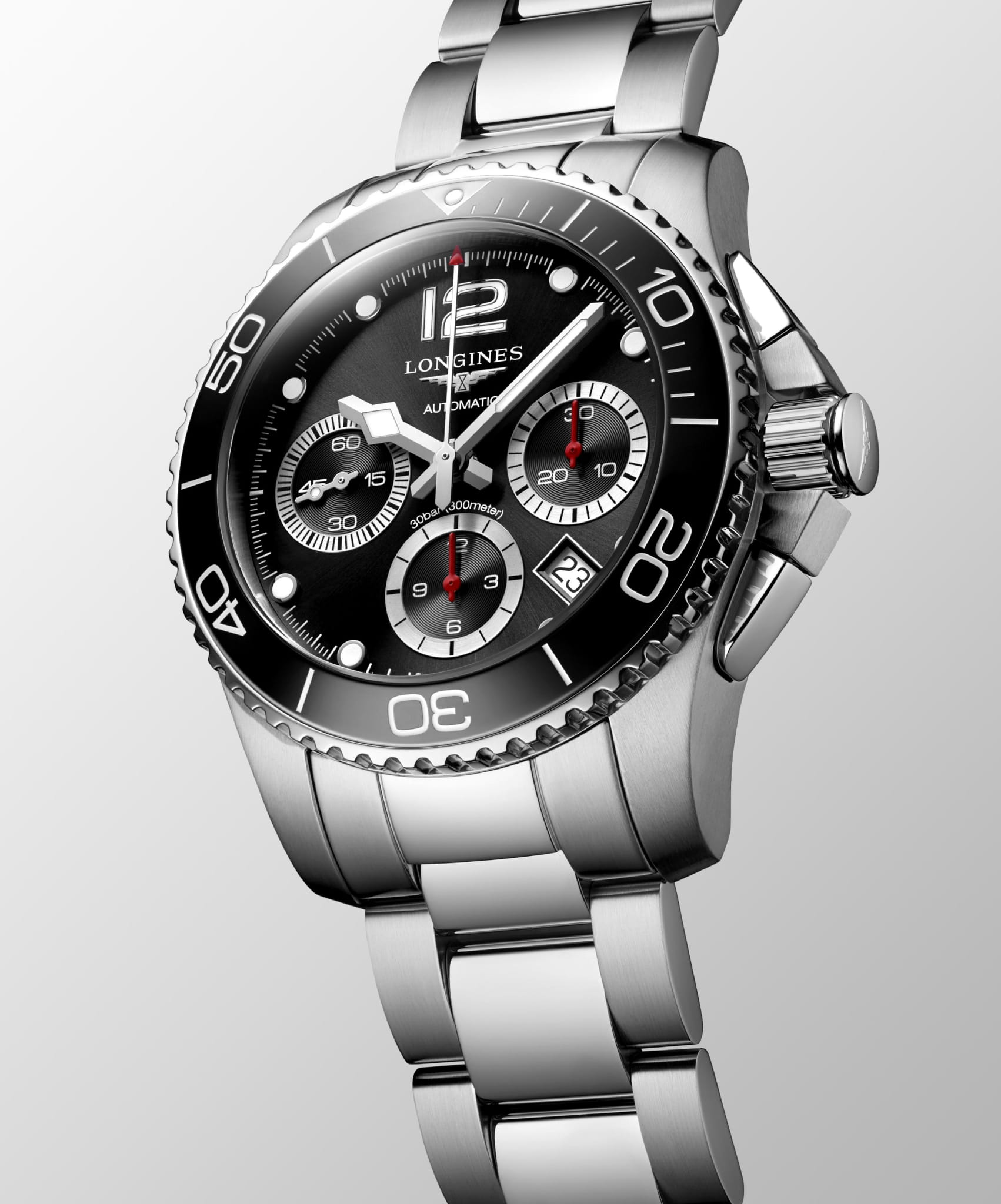 Longines Longines HydroConquest L3.783.4.56.6 мужские часы черный циферблат на запястье